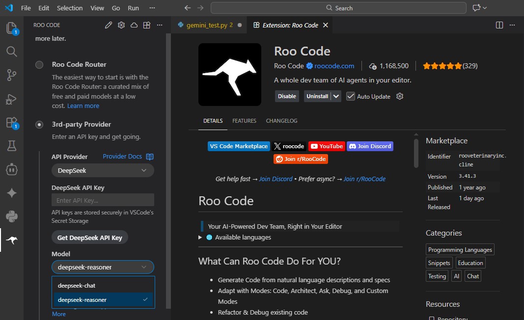 Roo Code configuration for $0 AI SaaS Stack using DeepSeek Reasoner