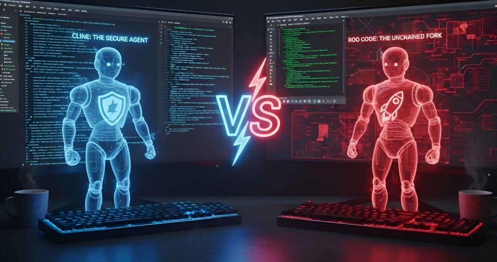 Roo Code vs Cline 2026 comparison table showing Architect Mode and DeepSeek R1 local performance benchmarks.